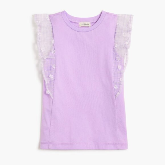 NWT J. Crew Crewcuts Girls' Floral Gingham Flutter Sleeve Tee XL - Picture 1 of 9